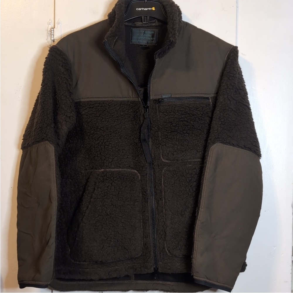 Olive Filson Sherpa Wool fleece coat men's medium